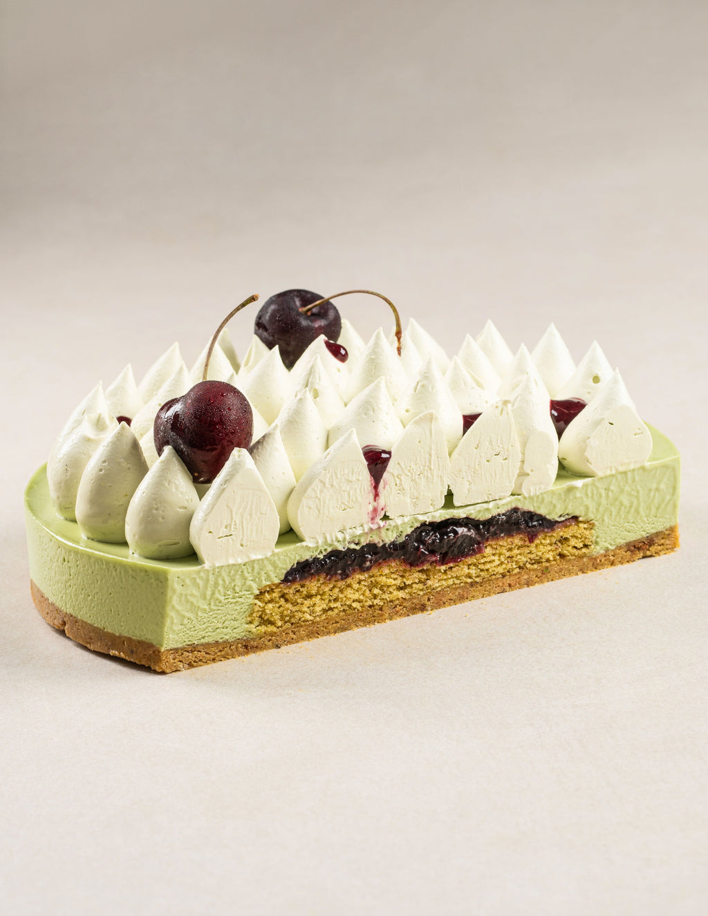 Pistachio Cherry Mousse Cake